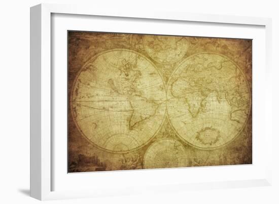 Vintage Map Of The World-javarman-Framed Art Print