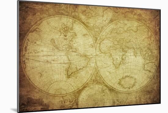 Vintage Map Of The World-javarman-Mounted Art Print