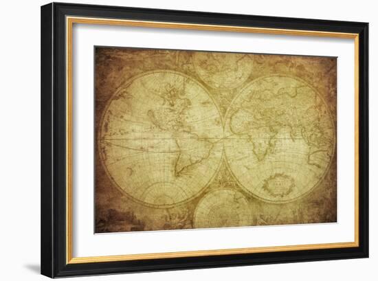 Vintage Map Of The World-javarman-Framed Art Print