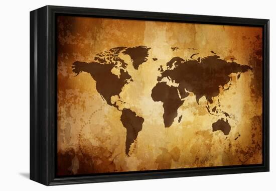 Vintage Map-Kuzma-Framed Stretched Canvas