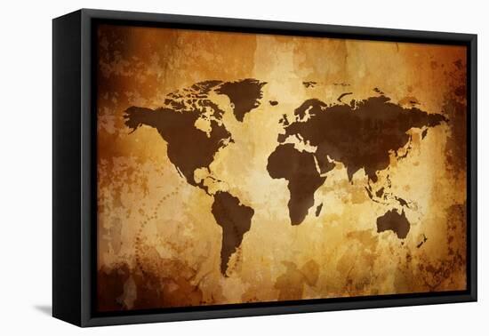 Vintage Map-Kuzma-Framed Stretched Canvas