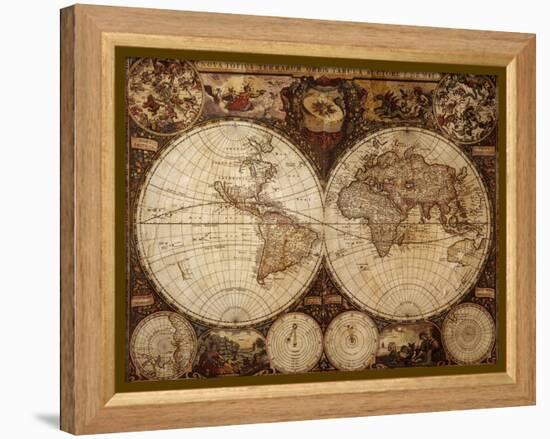 Vintage Map-Kuzma-Framed Stretched Canvas