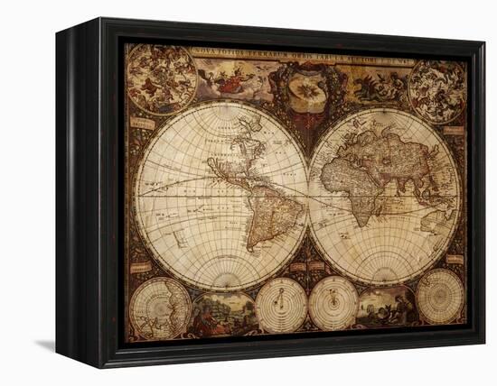 Vintage Map-Kuzma-Framed Stretched Canvas