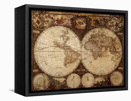 Vintage Map-Kuzma-Framed Stretched Canvas