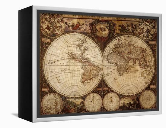 Vintage Map-Kuzma-Framed Stretched Canvas