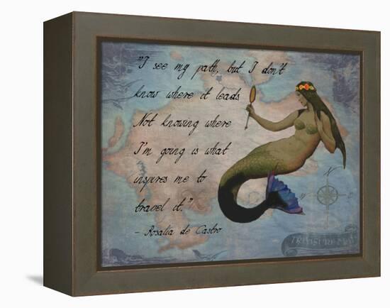 Vintage Mermaid I See my Path Quote-sylvia pimental-Framed Stretched Canvas