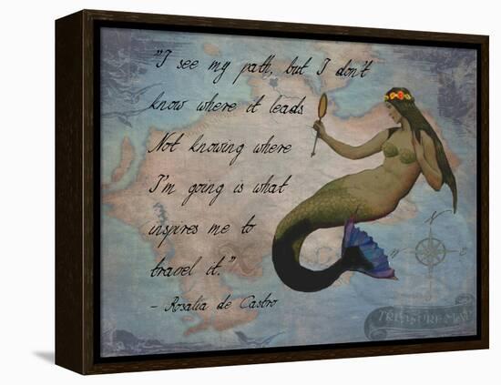 Vintage Mermaid I See my Path Quote-sylvia pimental-Framed Stretched Canvas