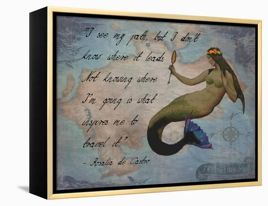 Vintage Mermaid I See my Path Quote-sylvia pimental-Framed Stretched Canvas