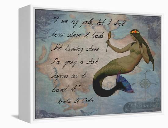 Vintage Mermaid I See my Path Quote-sylvia pimental-Framed Stretched Canvas