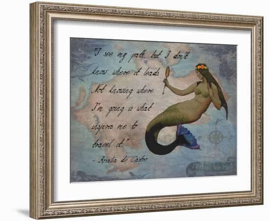 Vintage Mermaid I See my Path Quote-sylvia pimental-Framed Art Print