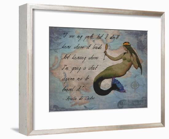 Vintage Mermaid I See my Path Quote-sylvia pimental-Framed Art Print