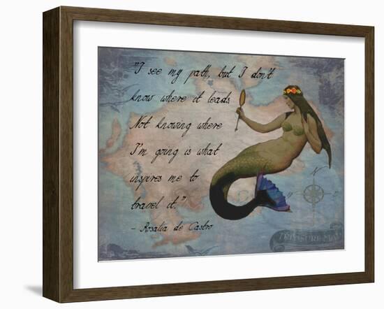 Vintage Mermaid I See my Path Quote-sylvia pimental-Framed Art Print