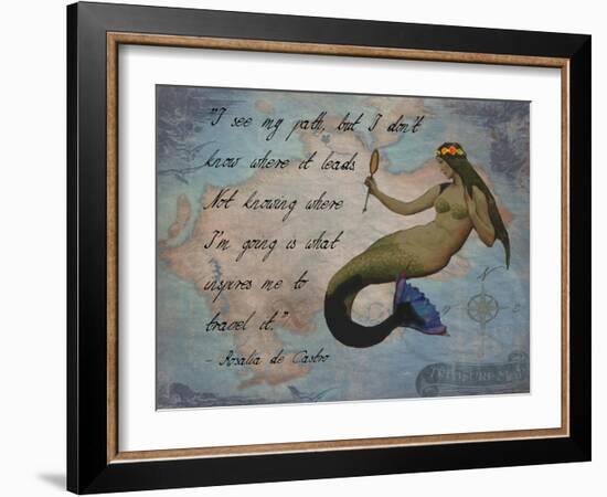 Vintage Mermaid I See my Path Quote-sylvia pimental-Framed Art Print