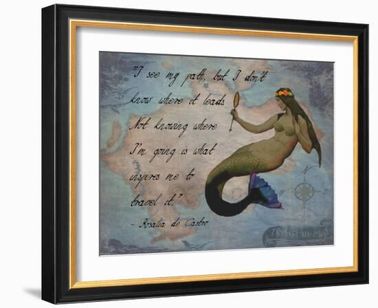 Vintage Mermaid I See my Path Quote-sylvia pimental-Framed Art Print