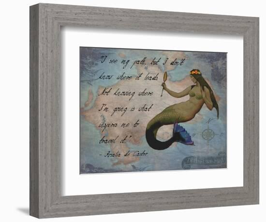 Vintage Mermaid I See my Path Quote-sylvia pimental-Framed Premium Giclee Print