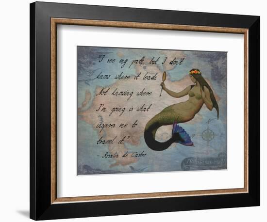 Vintage Mermaid I See my Path Quote-sylvia pimental-Framed Premium Giclee Print