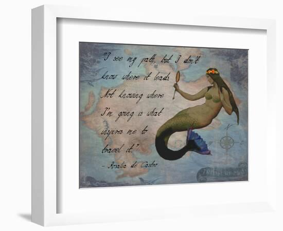 Vintage Mermaid I See my Path Quote-sylvia pimental-Framed Premium Giclee Print