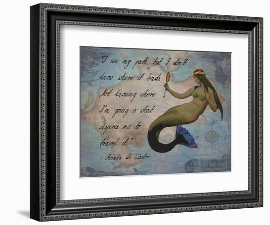 Vintage Mermaid I See my Path Quote-sylvia pimental-Framed Premium Giclee Print