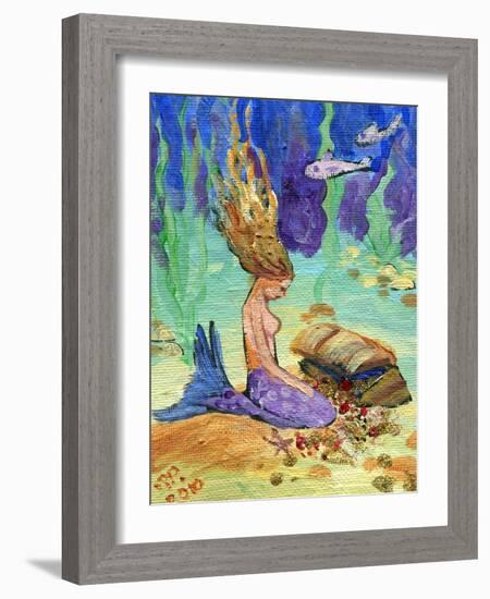 Vintage Mermaid-sylvia pimental-Framed Art Print