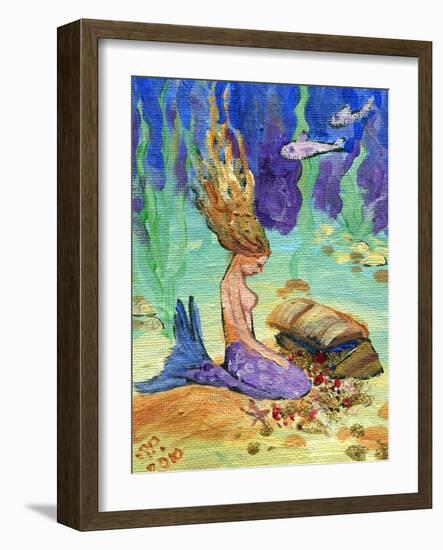 Vintage Mermaid-sylvia pimental-Framed Art Print