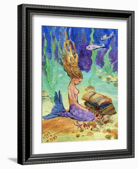 Vintage Mermaid-sylvia pimental-Framed Art Print