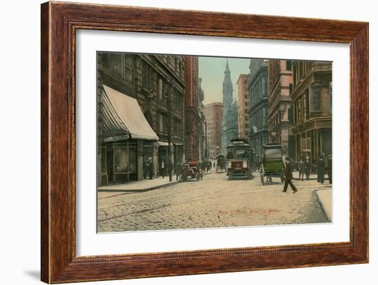 Vintage Milk Street Scene, Boston-null-Framed Art Print