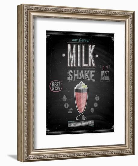 Vintage Milkshake Poster - Chalkboard-avean-Framed Art Print