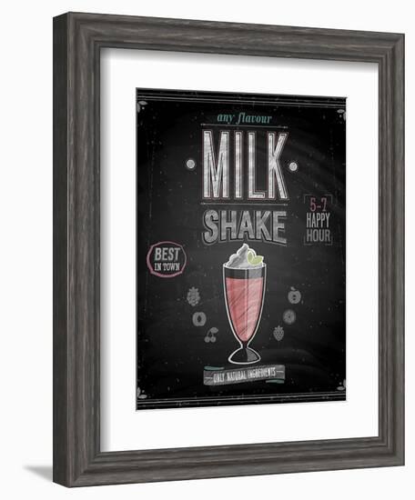 Vintage Milkshake Poster - Chalkboard-avean-Framed Art Print