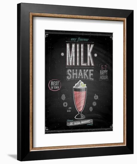 Vintage Milkshake Poster - Chalkboard-avean-Framed Art Print