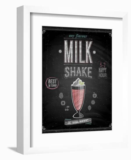 Vintage Milkshake Poster - Chalkboard-avean-Framed Art Print