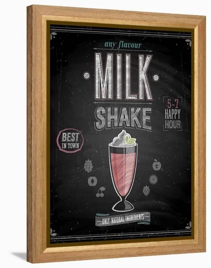 Vintage Milkshake Poster - Chalkboard-avean-Framed Stretched Canvas