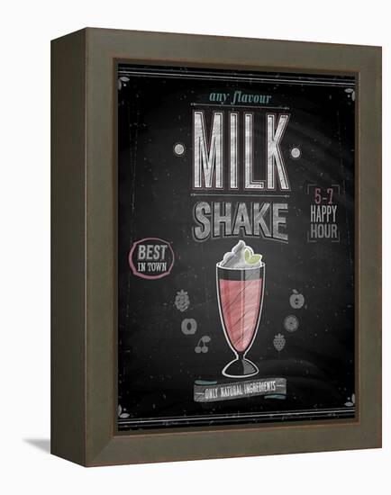 Vintage Milkshake Poster - Chalkboard-avean-Framed Stretched Canvas
