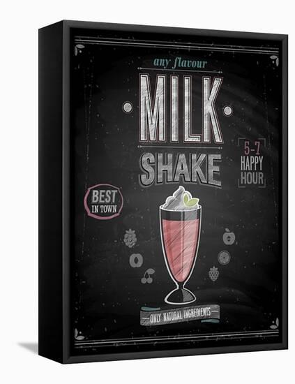 Vintage Milkshake Poster - Chalkboard-avean-Framed Stretched Canvas