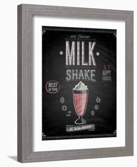 Vintage Milkshake Poster - Chalkboard-avean-Framed Art Print