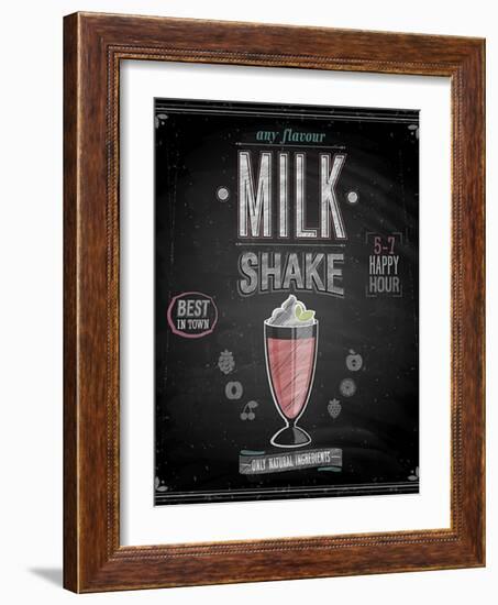 Vintage Milkshake Poster - Chalkboard-avean-Framed Art Print