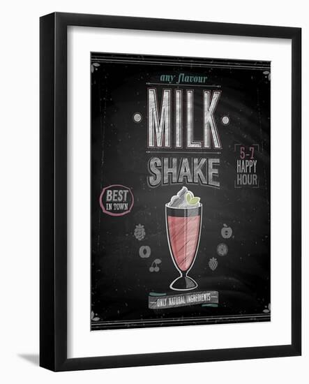 Vintage Milkshake Poster - Chalkboard-avean-Framed Art Print