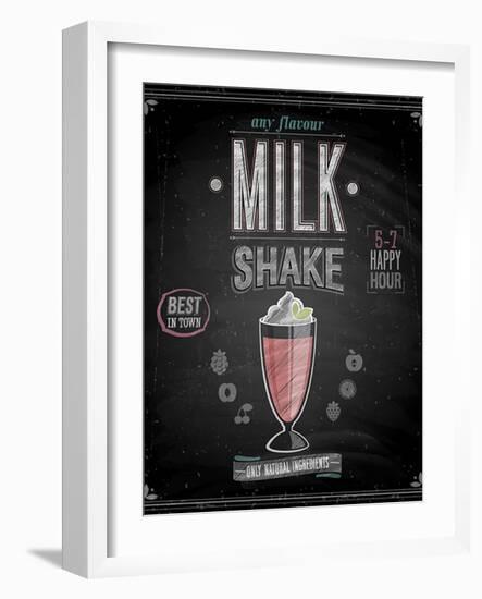 Vintage Milkshake Poster - Chalkboard-avean-Framed Art Print