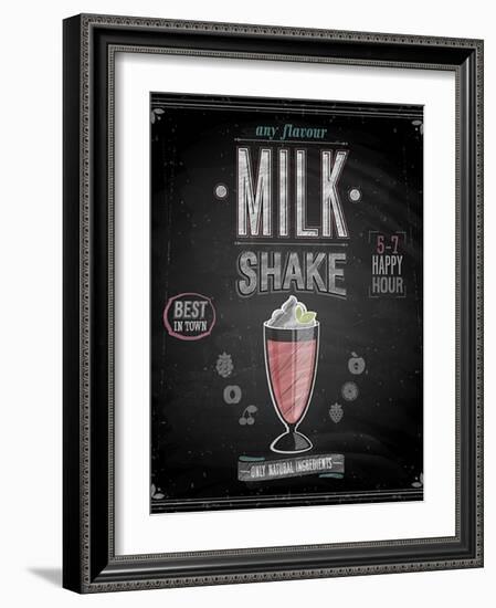 Vintage Milkshake Poster - Chalkboard-avean-Framed Art Print