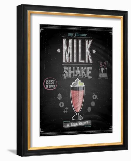 Vintage Milkshake Poster - Chalkboard-avean-Framed Art Print