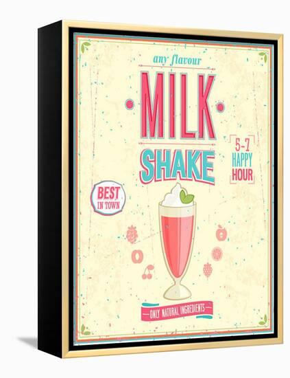 Vintage Milkshake Poster-avean-Framed Stretched Canvas