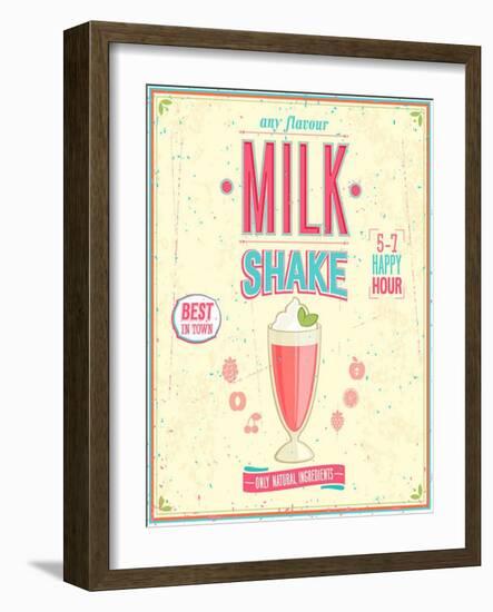 Vintage Milkshake Poster-avean-Framed Art Print