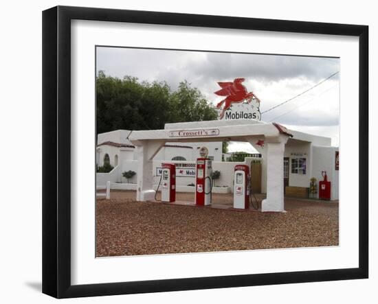 Vintage Mobil Gas Station, Ellensburg, Washington, USA-Nancy & Steve Ross-Framed Photographic Print