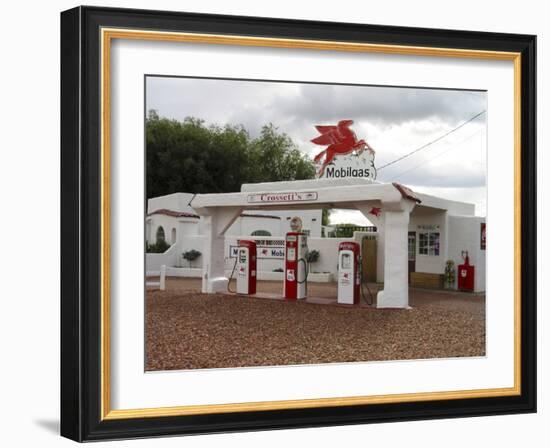 Vintage Mobil Gas Station, Ellensburg, Washington, USA-Nancy & Steve Ross-Framed Photographic Print