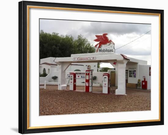 Vintage Mobil Gas Station, Ellensburg, Washington, USA-Nancy & Steve Ross-Framed Photographic Print