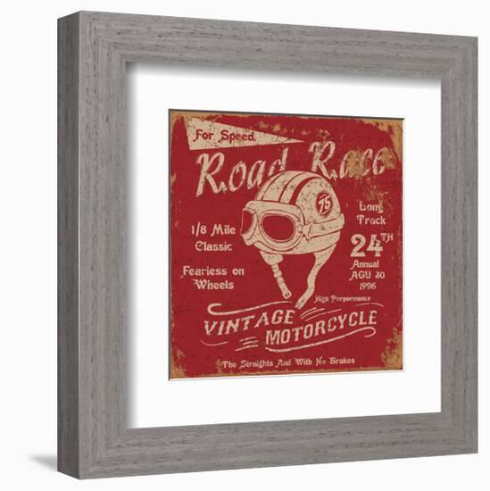 Vintage Motorbike Race Label-null-Framed Premium Giclee Print