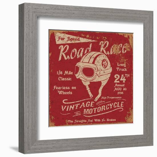 Vintage Motorbike Race Label-null-Framed Art Print