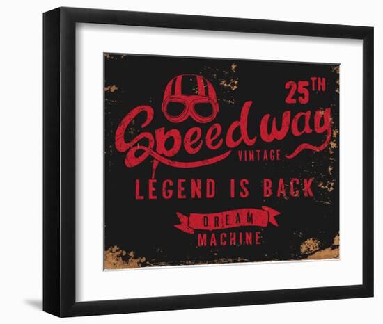 Vintage Motorbike Race Label-null-Framed Art Print