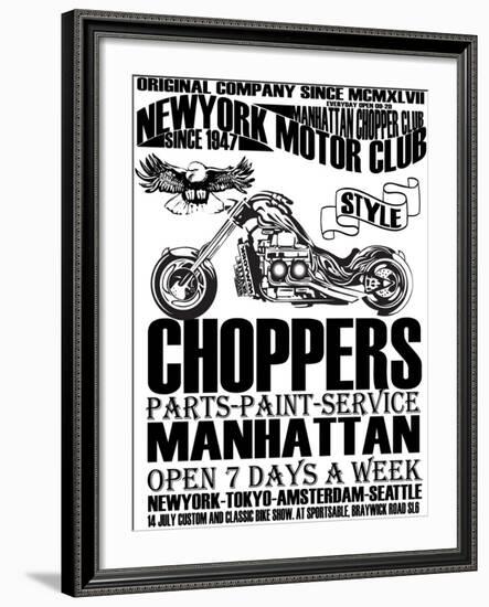 Vintage Motorcycle T-Shirt Graphic-emeget-Framed Art Print