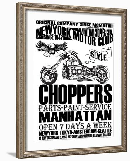 Vintage Motorcycle T-Shirt Graphic-emeget-Framed Art Print