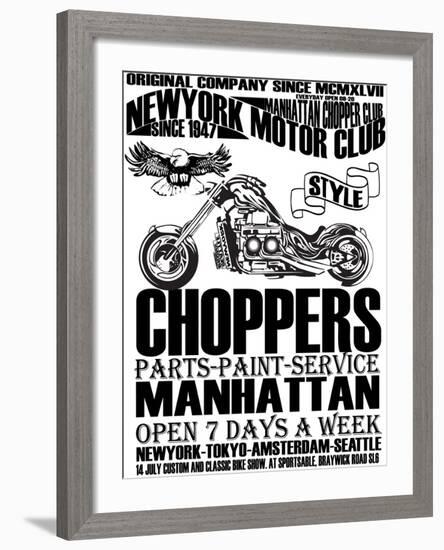 Vintage Motorcycle T-Shirt Graphic-emeget-Framed Art Print